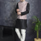Men's Woven Design Nehru Jacket With Kurta Pyjama Set ( JOKPWC 636B 4083Magenta )