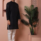 Men's Golden Woven Design Nehru Jacket With Solid Kurta Pyjama