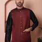Men's Maroon Woven Design Nehru Jacket With Solid Kurta Pyjama
