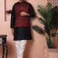 Men's Maroon Woven Design Nehru Jacket With Solid Kurta Pyjama