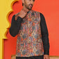 Sequins & Printed Nehru Jacket With Solid Kurta Pyjama Set ( JOKPWC 636B 4132 Orange )