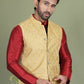 Woven Design Nehru Jacket With Solid Kurta Pyjama for Men ( JOKPWC 636M 4005Golden )