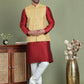 Woven Design Nehru Jacket With Solid Kurta Pyjama for Men ( JOKPWC 636M 4005Golden )