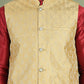 Woven Design Nehru Jacket With Solid Kurta Pyjama for Men ( JOKPWC 636M 4005Golden )