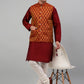 Men's Woven Design Nehru Jacket and Kurta Pyjama Set