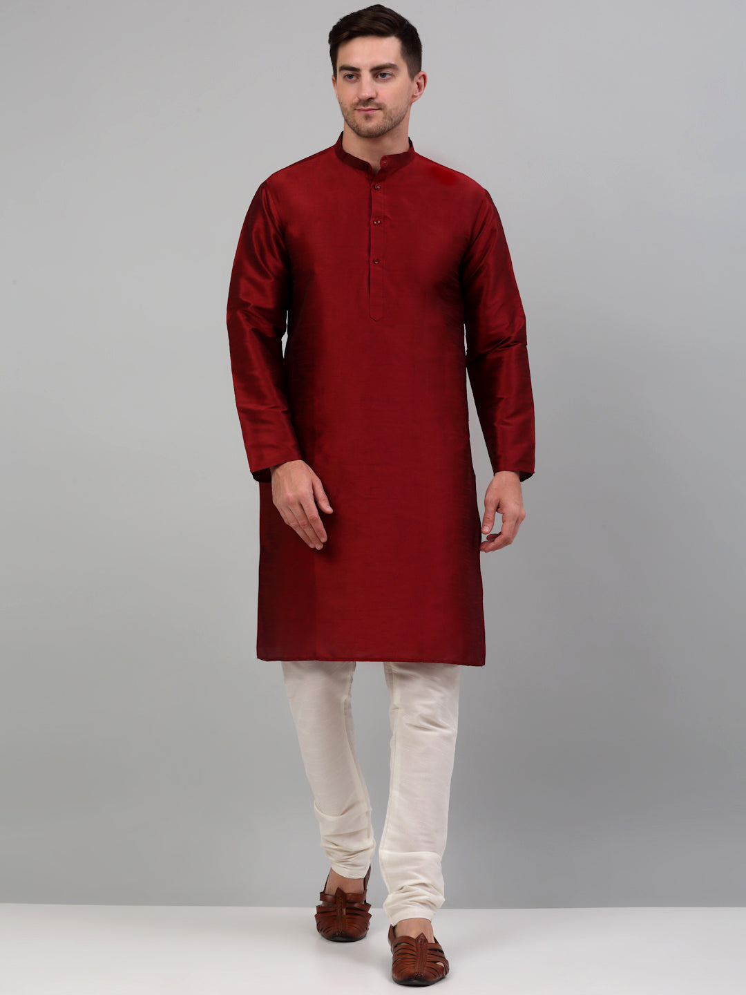 Men's Woven Design Nehru Jacket and Kurta Pyjama Set