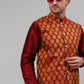 Men's Woven Design Nehru Jacket and Kurta Pyjama Set