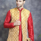 Men's Woven Design Nehru Jacket With Kurta Pyjama Set ( JOKPWC 636M 4083Mustard )