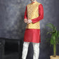 Men's Woven Design Nehru Jacket With Kurta Pyjama Set ( JOKPWC 636M 4083Mustard )