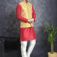 Men's Woven Design Nehru Jacket With Kurta Pyjama Set ( JOKPWC 636M 4083Mustard )