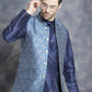 Men's Printed Nehru Jacket With Kurta Pyjama Set ( JOKPWC 636W 4084Blue )