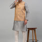 Men's Woven Design Nehru Jacket and Kurta Pyjama Set