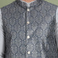Men's Printed Nehru Jacket With Kurta Pyjama Set ( JOKPWC 636S 4084Charcoal )