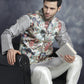 Men's Digital Print and Zari Work Nehru Jacket With Kurta Pyjama Set ( JOKPWC 636S 4086Blue )