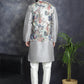 Men's Digital Print and Zari Work Nehru Jacket With Kurta Pyjama Set ( JOKPWC 636S 4086Blue )