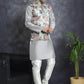 Men's Digital Print and Zari Work Nehru Jacket With Kurta Pyjama Set ( JOKPWC 636S 4086Blue )