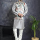 Men's Digital Print and Zari Work Nehru Jacket With Kurta Pyjama Set ( JOKPWC 636S 4086Blue )