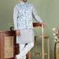 Printed Nehru Jacket With Kurta Pyjama Set for Men ( JOKPWC 636S 4090White )
