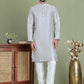 Printed Nehru Jacket With Kurta Pyjama Set for Men ( JOKPWC 636S 4090White )