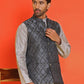 Woven Design Nehru Jacket With Solid Kurta Pyjama for Men ( JOKPWC 636S 4131 Black )