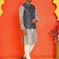 Woven Design Nehru Jacket With Solid Kurta Pyjama for Men ( JOKPWC 636S 4131 Black )
