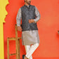 Woven Design Nehru Jacket With Solid Kurta Pyjama for Men ( JOKPWC 636S 4131 Black )