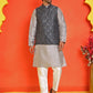 Woven Design Nehru Jacket With Solid Kurta Pyjama for Men ( JOKPWC 636S 4131 Black )