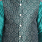 Men's Printed Nehru Jacket With Kurta Pyjama Set ( JOKPWC 636T 4084Olive )