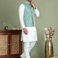 Woven Design Nehru Jacket With Solid Kurta Pyjama for Men ( JOKPWC 636W 4005Green )