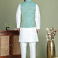 Woven Design Nehru Jacket With Solid Kurta Pyjama for Men ( JOKPWC 636W 4005Green )