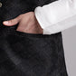 Men's Black Woven Design Nehru Jacket With Solid Kurta Pyjama.