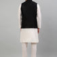 Men's Embroidered Nehru Jacket With Solid Kurta Pyjama Set.