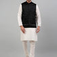 Men's Embroidered Nehru Jacket With Solid Kurta Pyjama Set.