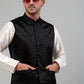 Men's Embroidered Nehru Jacket With Solid Kurta Pyjama Set.