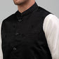 Men's Embroidered Nehru Jacket With Solid Kurta Pyjama Set.