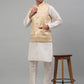 Men's Embroidered Nehru Jacket With Solid Kurta Pyjama Set.
