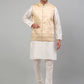 Men's Embroidered Nehru Jacket With Solid Kurta Pyjama Set.