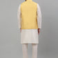 Men's Embroidered Nehru Jacket With Solid Kurta Pyjama Set.