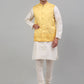 Men's Embroidered Nehru Jacket With Solid Kurta Pyjama Set.