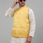Men's Embroidered Nehru Jacket With Solid Kurta Pyjama Set.