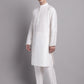 Men's Silver and Navy Blue Woven Design Nehru Jacket With Solid Kurta Pyjama.