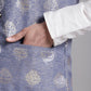 Men's Blue Printed Nehru Jacket With Solid Kurta Pyjama.