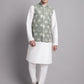 Men's Green Printed Nehru Jacket With Solid Kurta Pyjama.