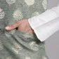 Men's Green Printed Nehru Jacket With Solid Kurta Pyjama.