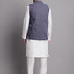 Men's Grey Sequins and Embroidred Nehru Jacket With Solid Kurta Pyjama.