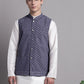 Men's Grey Sequins and Embroidred Nehru Jacket With Solid Kurta Pyjama.