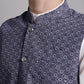Men's Grey Sequins and Embroidred Nehru Jacket With Solid Kurta Pyjama.