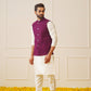 Men's Purple Sequins and Embroidred Nehru Jacket With Solid Kurta Pyjama.