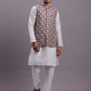 Men's Purple Woven Design Nehru Jacket With Solid Kurta Pyjama.