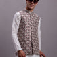 Men's Purple Woven Design Nehru Jacket With Solid Kurta Pyjama.